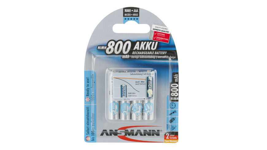 Ansmann maxE NiMH-Akku Micro 800 mAh- 4er-Pack